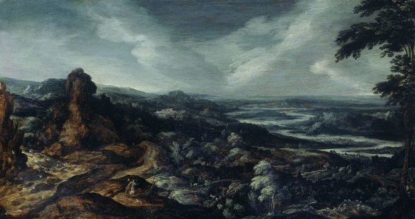 Kerstiaen de Keuninck, Panoramic Landscape with Tobias and the Angel
