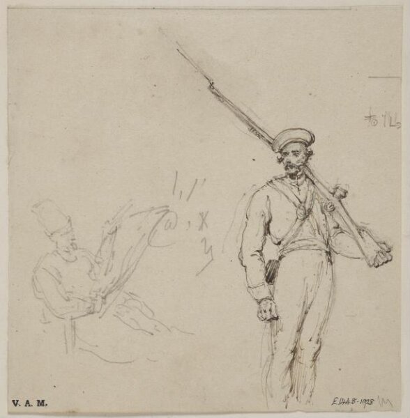 George Chinnery, A seated Parsi, and a soldier