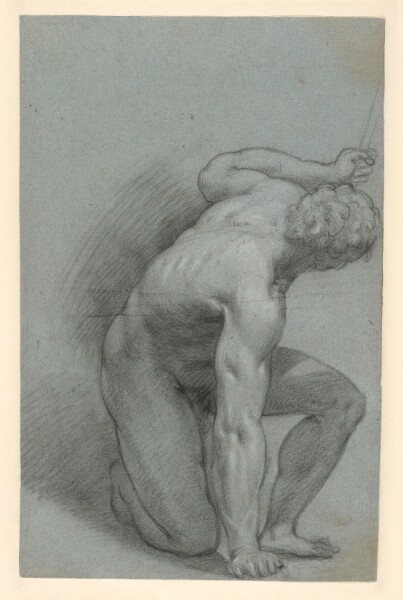 Agostino Carracci, Kneeling Figure (recto); Reclining Figure (verso)