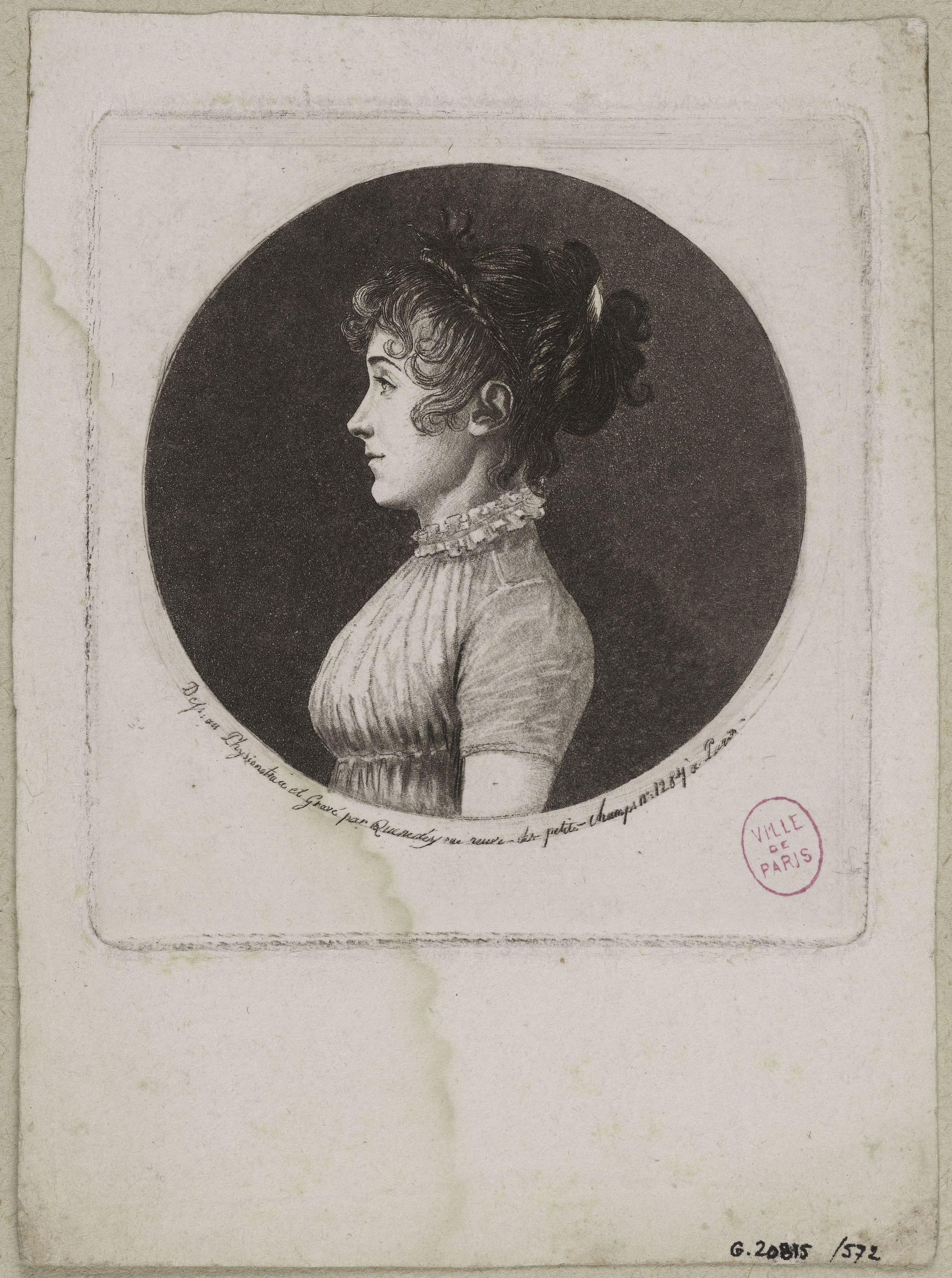 Edmé Quenedey, Portrait d'une femme, fin XVIIIème siècle/début XIXème siècle