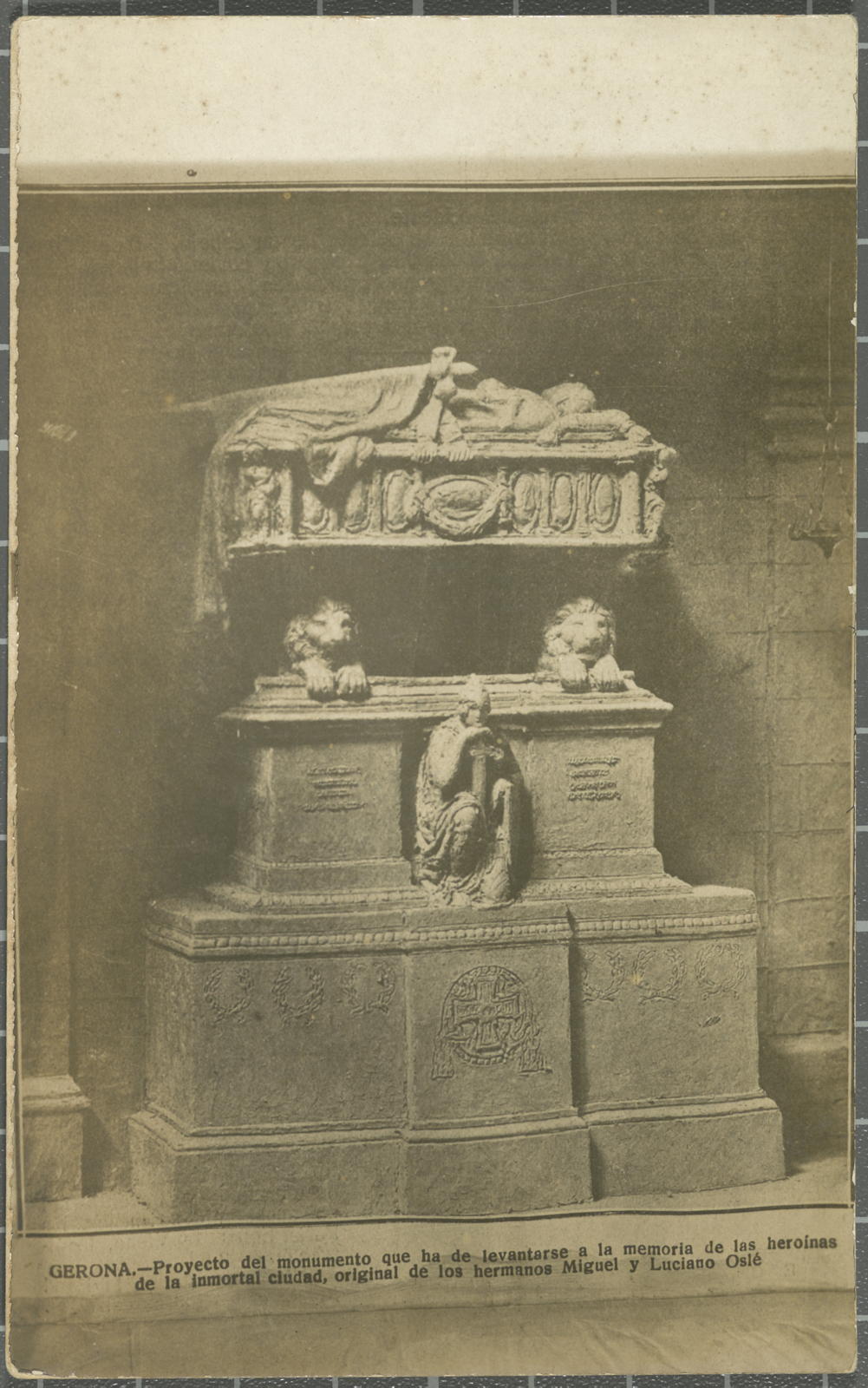 Desconegut, Gerona.-Proyecto del monumento que ha de levantarse a la memoria de las heroínas de la inmortal ciudad, original de los hermanos Miguel y Luciano Oslé