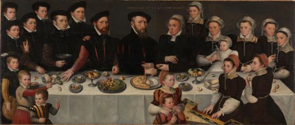anonymous, Pierre de Moucheron (1508-67), his Wife Isabeau de Gerbier, their eighteen Children, their Son-in-Law Allard de la Dale and their first Grandchild
