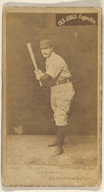 Goodwin & Company, Myers, Catcher, Indianapolis, from the Old Judge series (N172) for Old Judge Cigarettes