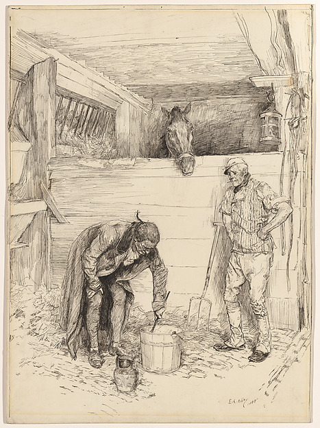 Edwin Austin Abbey, And none knew why he fed them both with his own hands, illustration to "Quince"