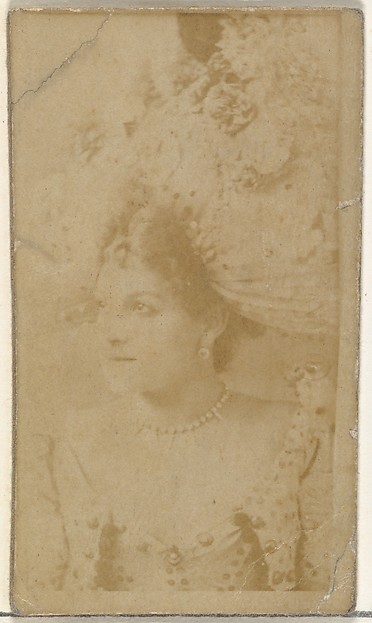 W. Duke, Sons & Co., [Actress wearing ornate hat], from the Actors and Actresses series (N145-8) issued by Duke Sons & Co. to promote Duke Cigarettes
