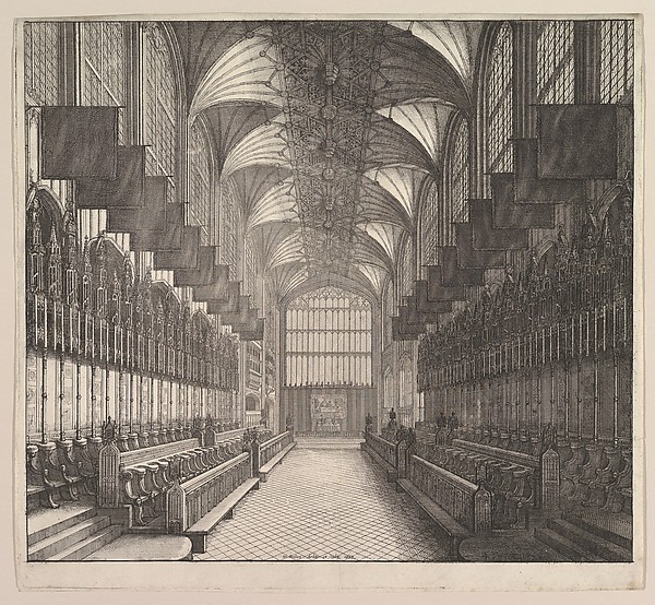 Wenceslaus Hollar, Windsor Castle, St. George's Chapel: Prospect of the Choir, from the West  (from Elias Ashmole's "The Order of the Garter," 1672)