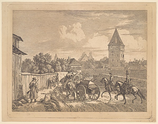 Johann Christoph Erhard, Russian Lancers Escorting the Regimental Cassonne