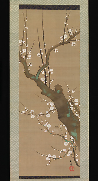 Sakai Hōitsu, Bush Warbler (Uguisu) in a Plum Tree