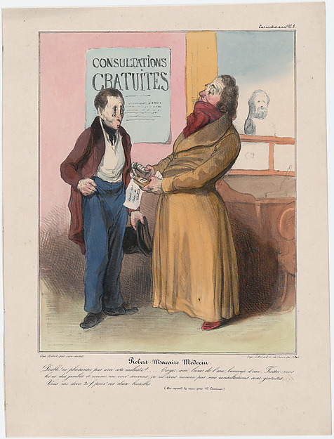 Honoré Daumier, Plate 8: Robert Macaire, doctor,  from 'Caricaturana,' published in Les Robert Macaires