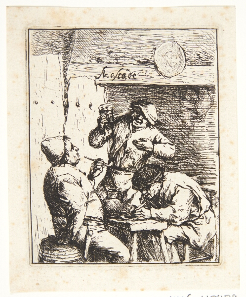 Adriaen van Ostade, Tre bønder, der ryger og drikker i en krostue