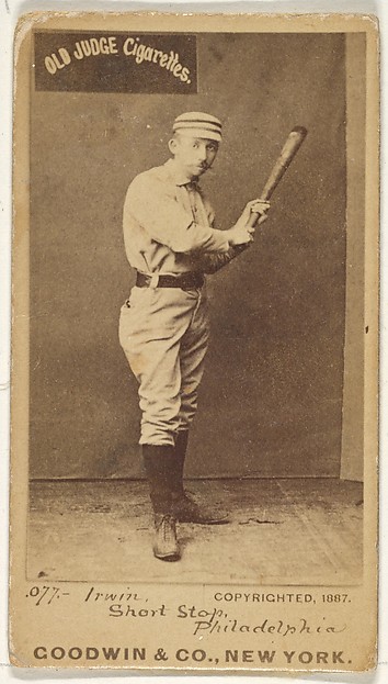 Goodwin & Company, Arthur Albert "Doc" Irwin, Shortstop, Philadelphia, from the Old Judge series (N172) for Old Judge Cigarettes