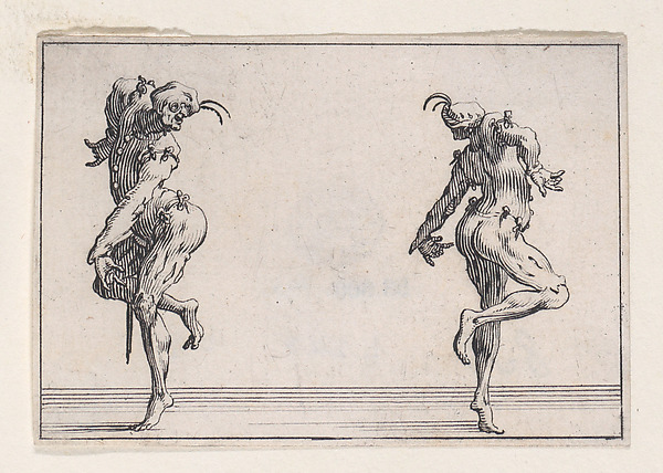 Jacques Callot, Les Deux Pantalons se Tournant le Dos (Two Men in Pantsuits Turned Away from Each Other), from Les Caprices Series A, The Florence Set