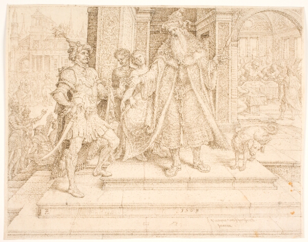Maarten van Heemskerck, Ahasverus giver seglringen til Haman