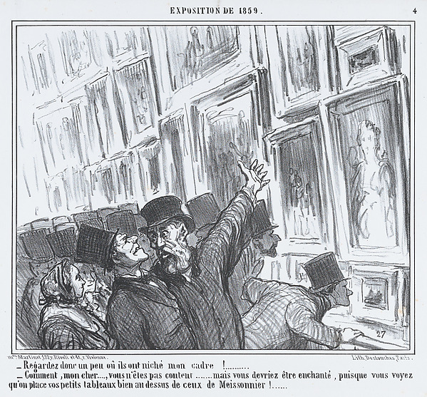 Honoré Daumier, Regardez donc un peu oû ils ont niché mon cadre!..., from L'Exposition de 1859, published in Le Charivari, April 20, 1859