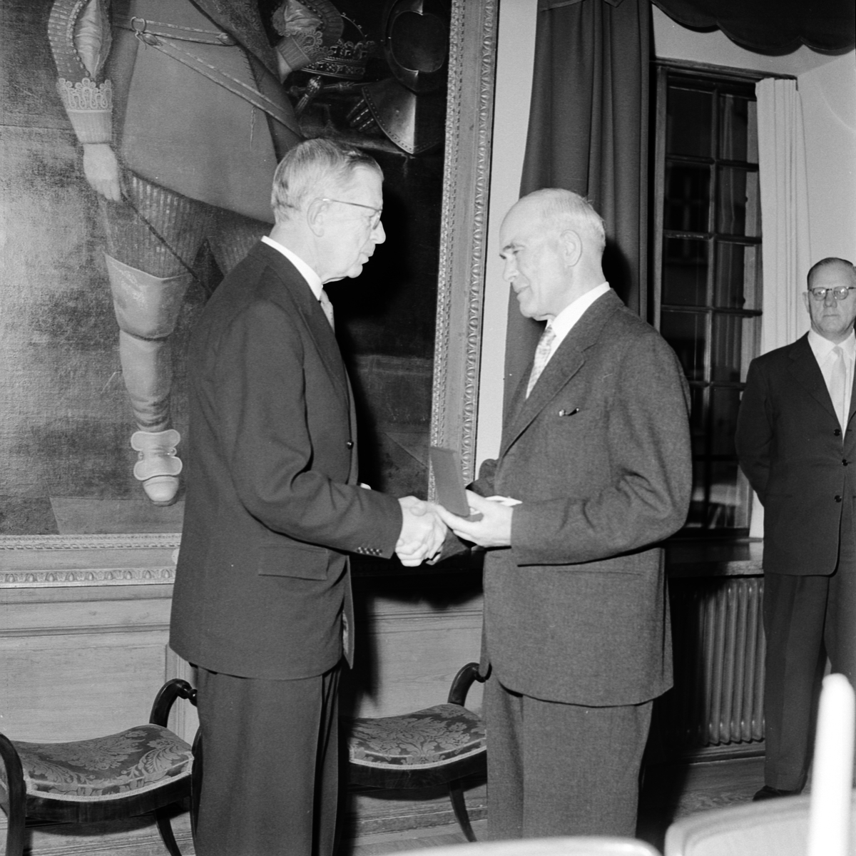 Uppsala-Bild, Gustav Adolfs Akademien, inauguration of new premises with the king as guest of honor, Uppsala 1958