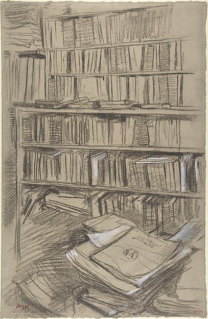 Edgar Degas, Bookshelves, Study for "Edmond Duranty"