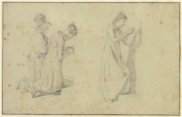C.W. Eckersberg, Studie af en stående og to knælende kvindefigurer