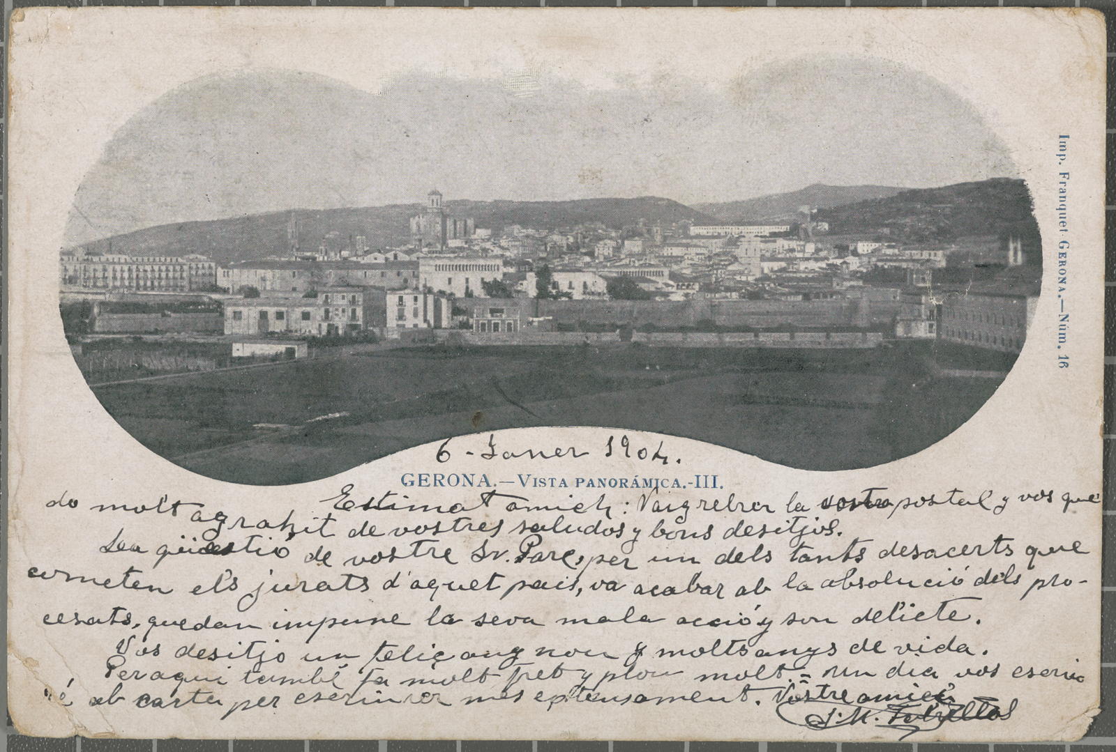 Desconegut, Gerona.-Panoramic view.-III. Gerona.-No. 16