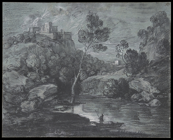 Thomas Gainsborough, Mountain Landscape with a Castle and a Boatman