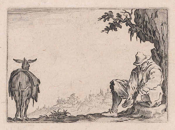 Jacques Callot, Le Paysan se Déchaussant (The Peasant Removing his Shoes), from "Les Caprices" Series B, The Nancy Set