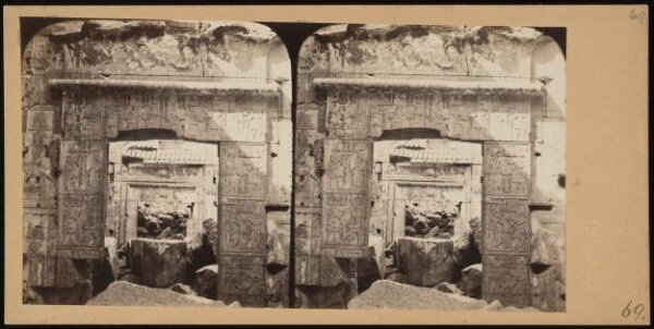 Francis Frith, Stereoscopic photograph of an interior in Kalabshe