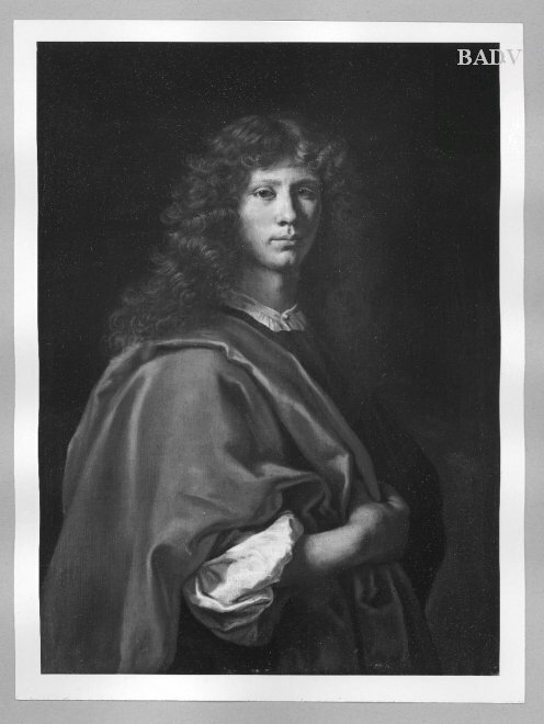 Unknown artist, Bildnis eines jungen Mannes mit Locken und rotem Überwurf