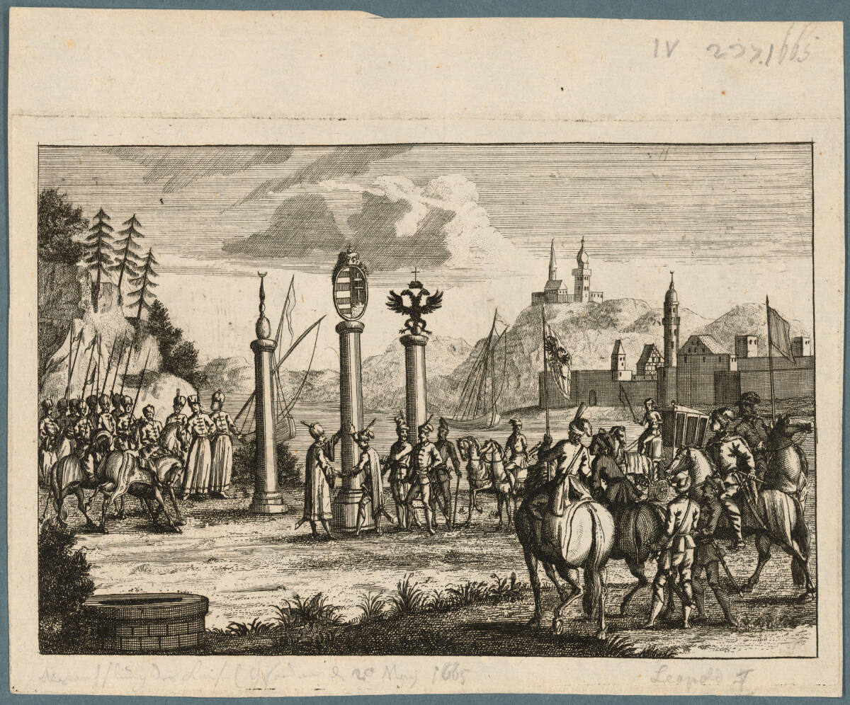 Anonym, Auswechslung des kaiserlichen Botschafters Walter Graf Leslie mit dem osmanischen Botschafter Kara Mehmed Pascha bei Komorn am 30. Mai 1665