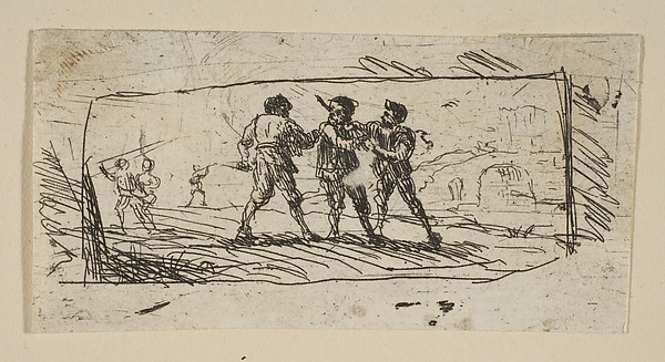 Claude Lorrain (Claude Gellée), Study with Brigands (Lower Section)