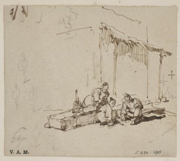 George Chinnery, Three Chinese men playing a game
