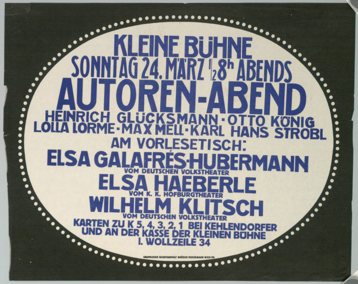 Anonym, KLEINE BÜHNE; AUTOREN-ABEND; I. WOLLZEILE 34