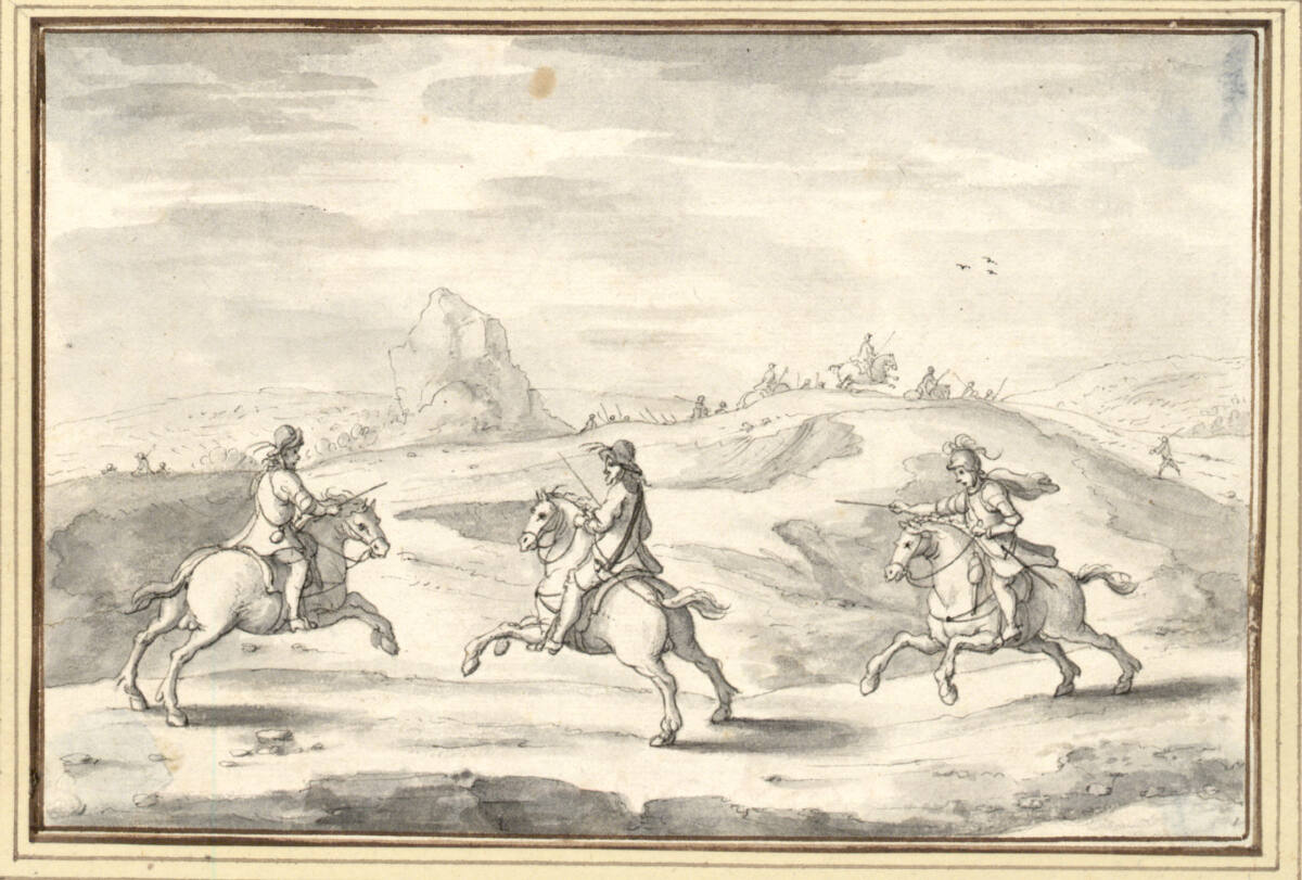 AlbertFlamen, Drei Reiter auf springenden Rossen (III-30)