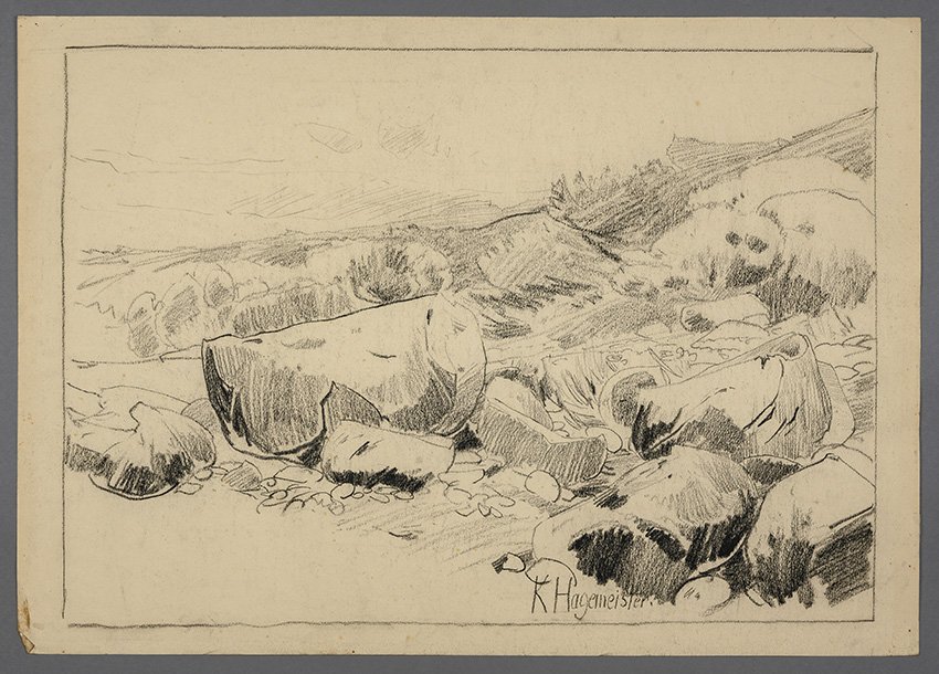 Unknown artist, Hagemeister, Karl: Küstendüne mit Steinen, um 1907/1915