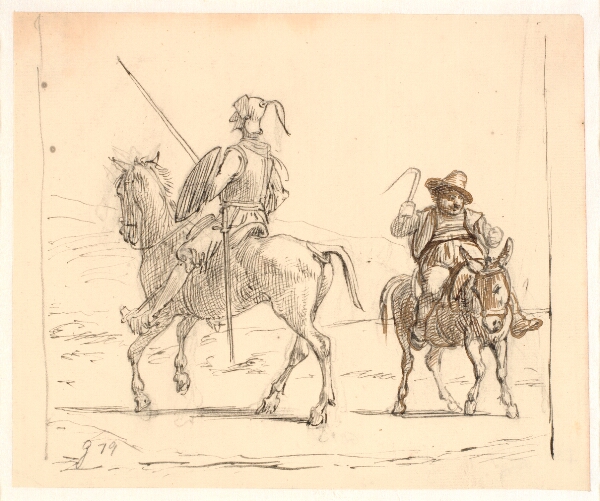 Wilhelm Marstrand, Don Quixote rider mod venstre, Sancho Pansa mod højre