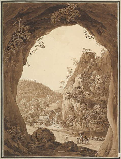 Friedrich Christian Reinermann, View of a Valley through a Rocky Arch