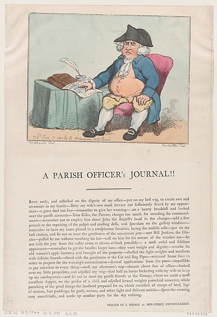 Thomas Rowlandson, A Parish Officer's Journal!!