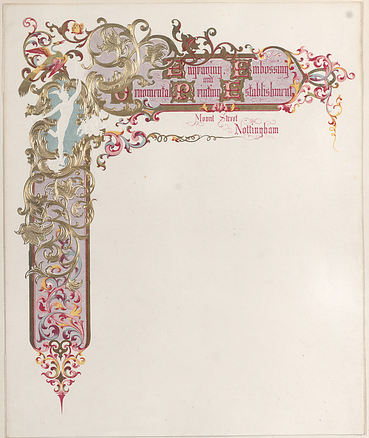 Anonymous, British, 19th century, Stationary for Engraving, Embossing and Ornamental Printing Establishment
