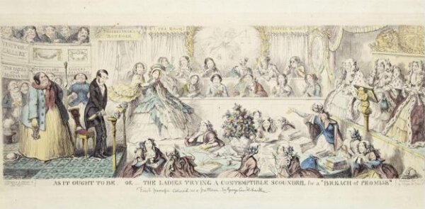 Cruikshank, George, As it Ought to Be- or- The Ladies Trying a Contemptible Scoundrel for a 'Breach of Promise'.