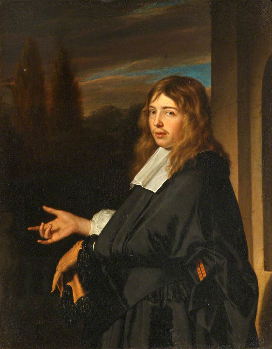 Frans van Mieris the Elder, Portrait of a Gentleman, Holding a Glove in His Gloved Hand