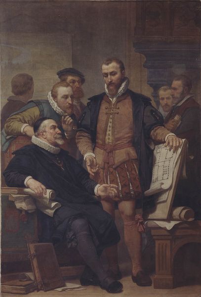 Nicaise De Keyser, Cornelis Floris II Shows the Plan of the Town Hall