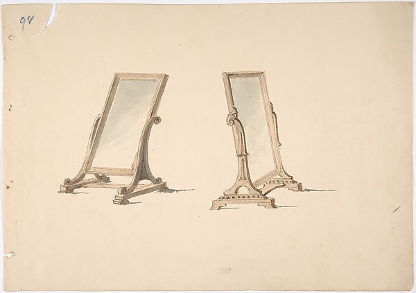 Anonymous, British, 19th century, Design for Two Plain Tabletop Mirrors