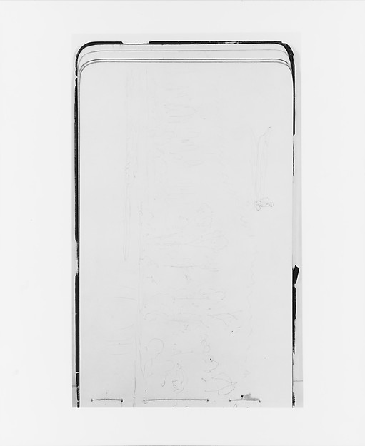 Albert Bierstadt, Two Sketches: River Bank with Trees; Figure in a Canoe (from Sketchbook)