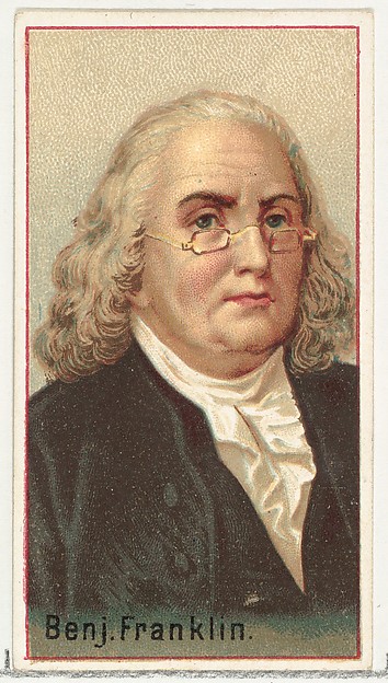 Allen & Ginter, Benjamin Franklin, printer's sample for the World's Inventors souvenir album (A25) for Allen & Ginter Cigarettes