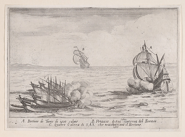 Jacques Callot, L'Attaque (The Attack), from "Les Combats de Quatre Galères" (The Battles of Four Galleys)
