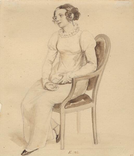 C.W. Eckersberg, En dame, der sidder i en lænestol, vendt mod vinduet
