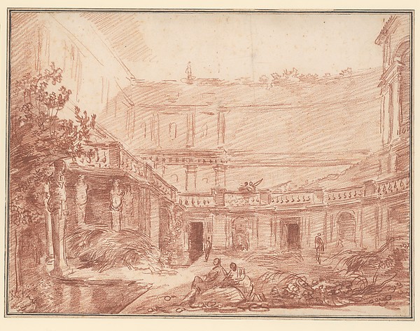 Hubert Robert, The Nymphaeum of the Villa di Papa Giulio, Rome
