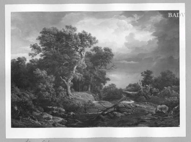 Johann Lange, Landscape with big trees + storm