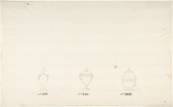 Anonymous, French, 18th century, Design for Three Vases