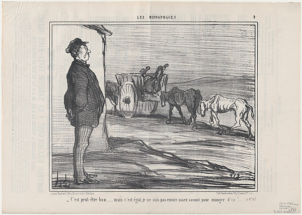 Honoré Daumier, C'est peut-être bon...mais c'est égal..., from Les Hippophages, published in Le Charivari, October 23, 1856