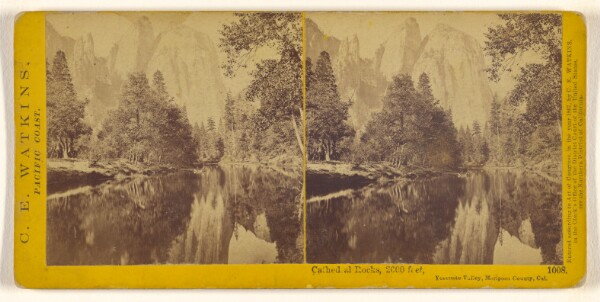 Carleton Watkins, Cathedral Rocks, 2600 feet, Yosemite Valley, Mariposa County, Cal.