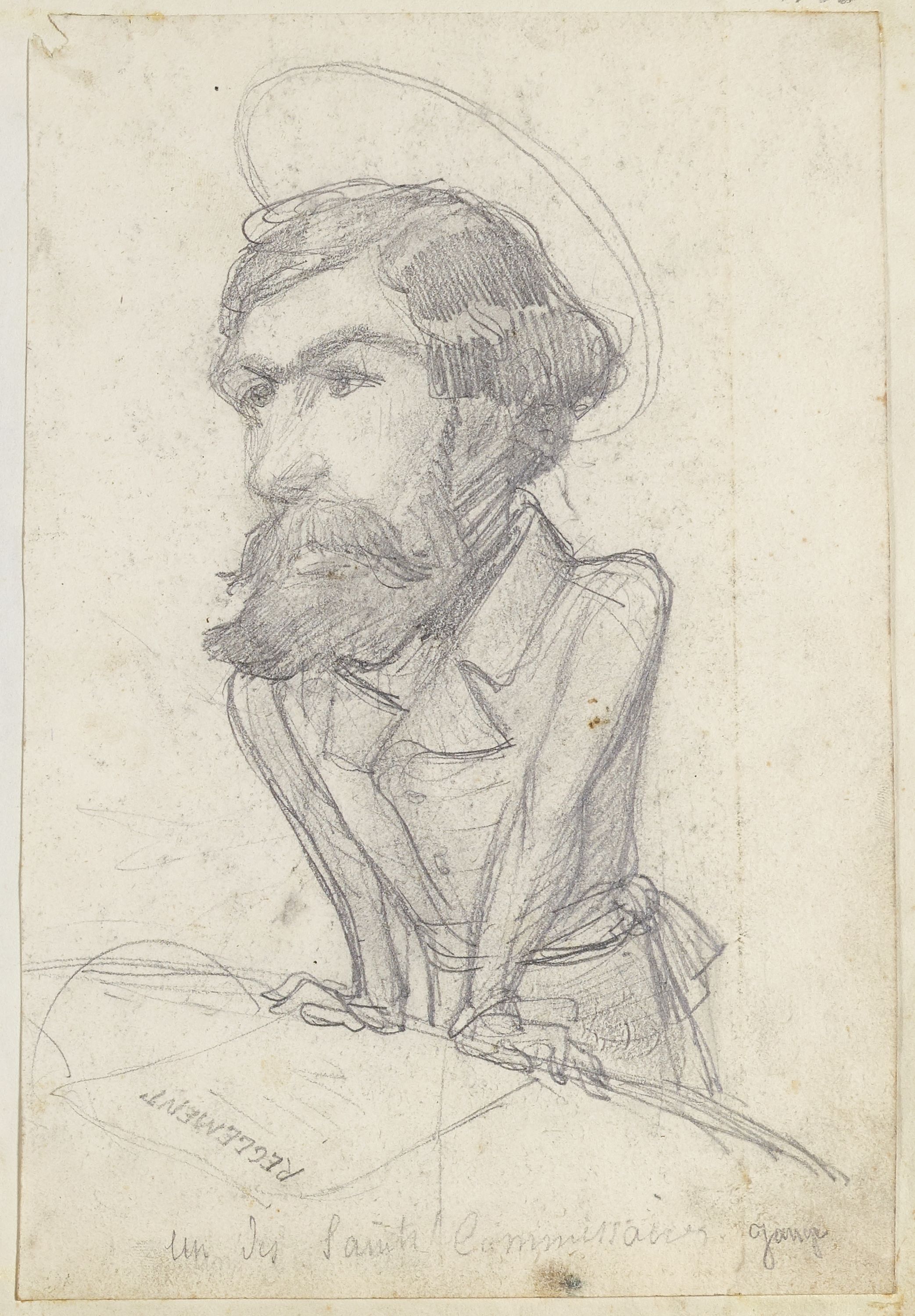 Anonyme, Portrait-charge d'un homme auréolé (Jauge ou Jange ?)